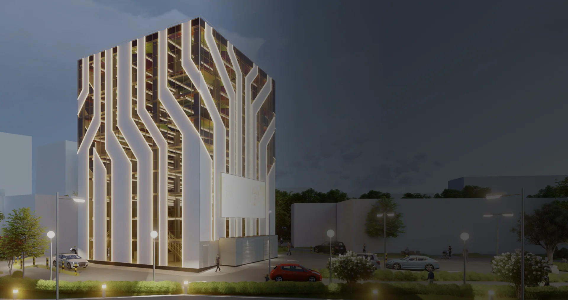 Многоуровневая автостоянка автомобилей